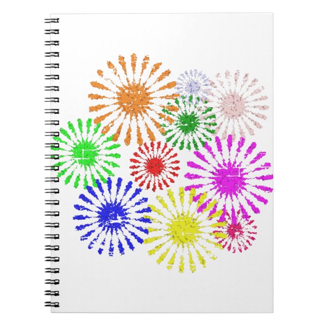 Distressed Flower Burst Spiral Notebook (Front)