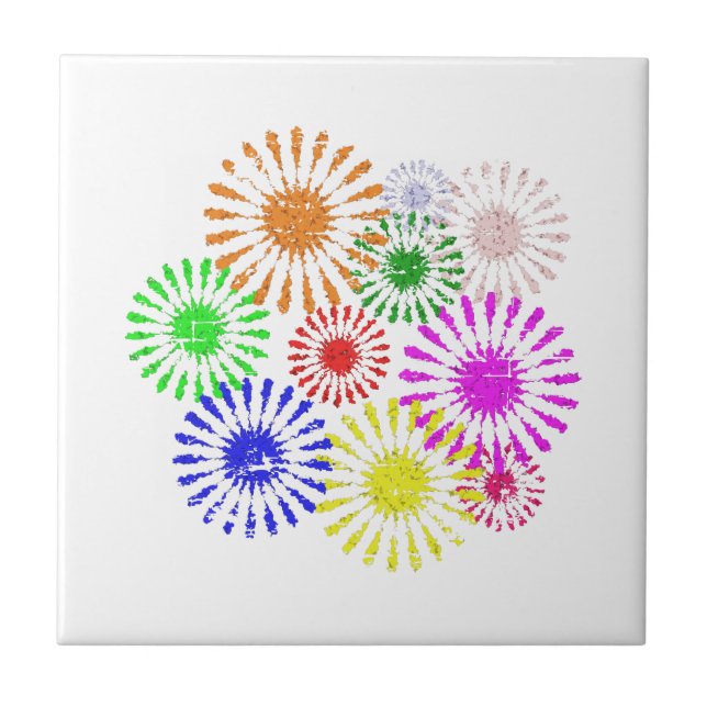 Distressed Flower Burst Tile (Front)