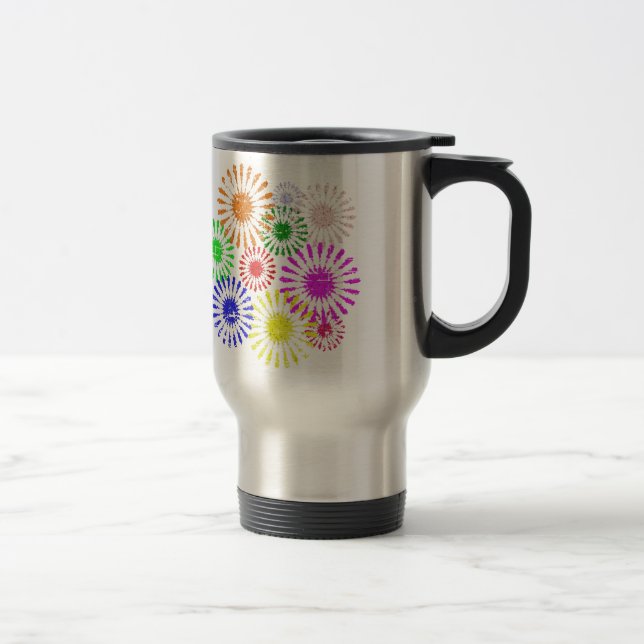 Distressed Flower Burst Travel Mug (Right)