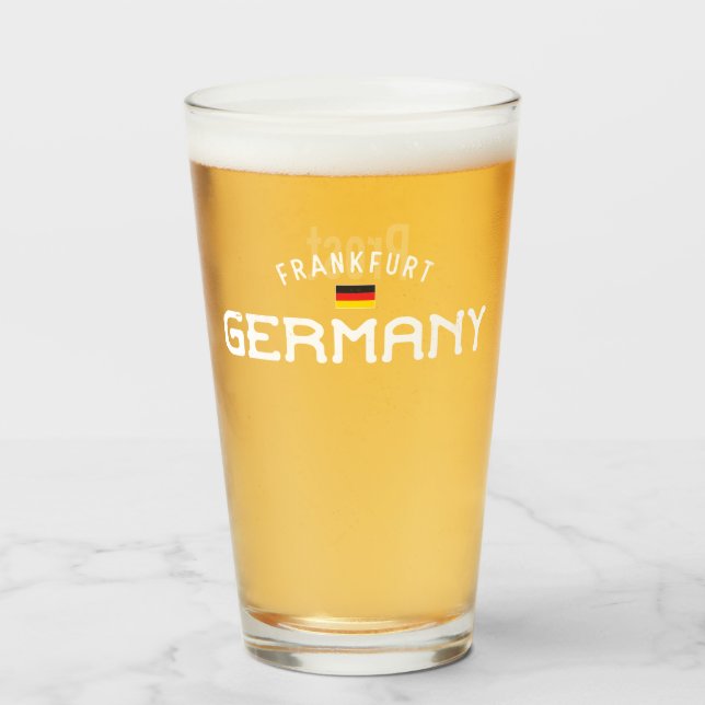 Distressed Frankfurt Germany Prost Glass (Front Filled)