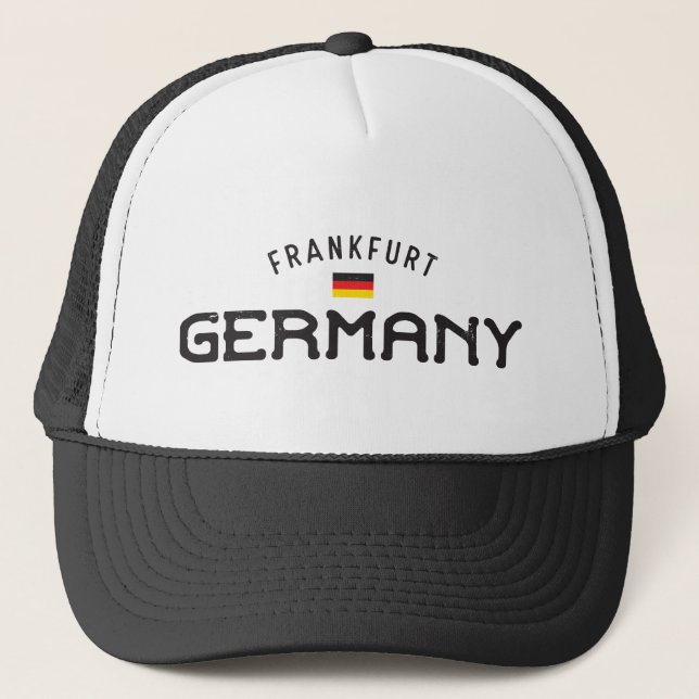 Distressed Frankfurt Germany Trucker Hat (Front)