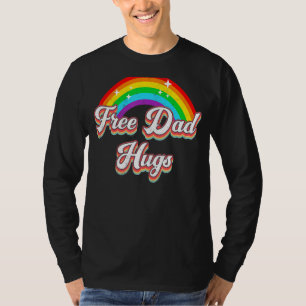 Distressed Free Dad Hugs Rainbow Heart Lgbt Gay Pr T-Shirt