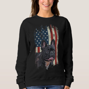Distressed French Bulldog American Flag Patriotic  Sweatshirt