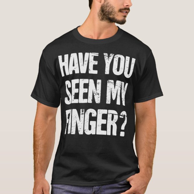 Distressed Funny Cut Off Missing Finger T-Shirt (Front)