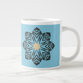 Distressed Geometric Floral Medallion Large Coffee Mug