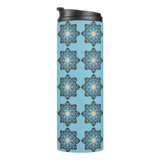 Distressed Geometric Floral Medallion Pattern Thermal Tumbler