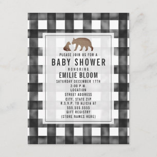 Distressed Gingham Burlap Bears Baby Shower Invitation