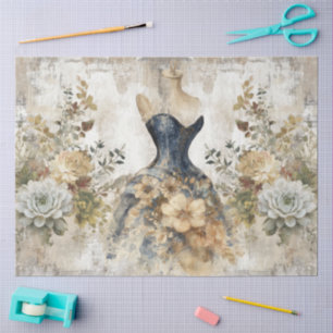 Distressed Girly Ephemera Floral Collage Scrapbook Tissue Paper