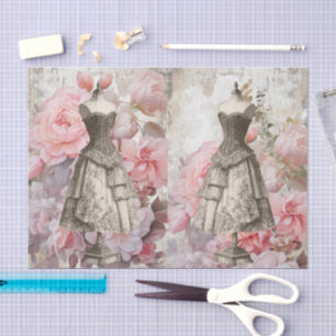 Distressed Girly Ephemera Floral Fashion Scrapbook Tissue Paper