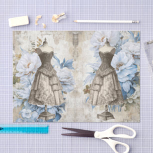 Distressed Girly Ephemera Floral Fashion Scrapbook Tissue Paper