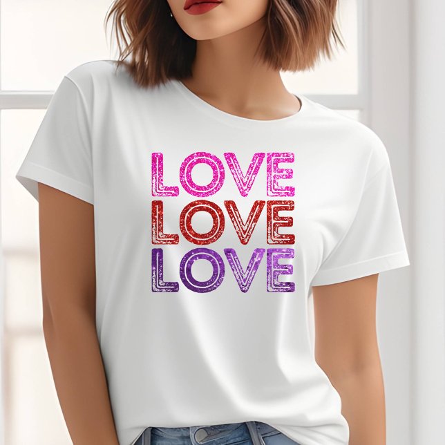 Distressed Glitter Love Valentines Day T-shirt (Creator Uploaded)