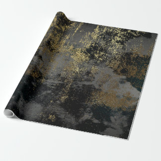 Distressed Gold and Black-09 Wrapping Paper