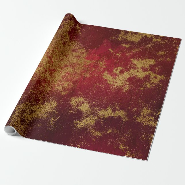 Distressed Gold and Red 6 Wrapping Paper (Unrolled)