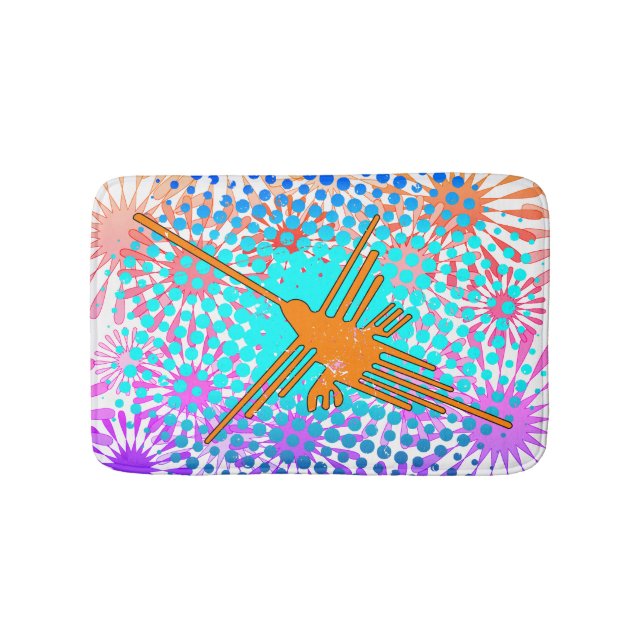 Distressed Golden Nazca Lines Hummingbird Bath Mat (Front)