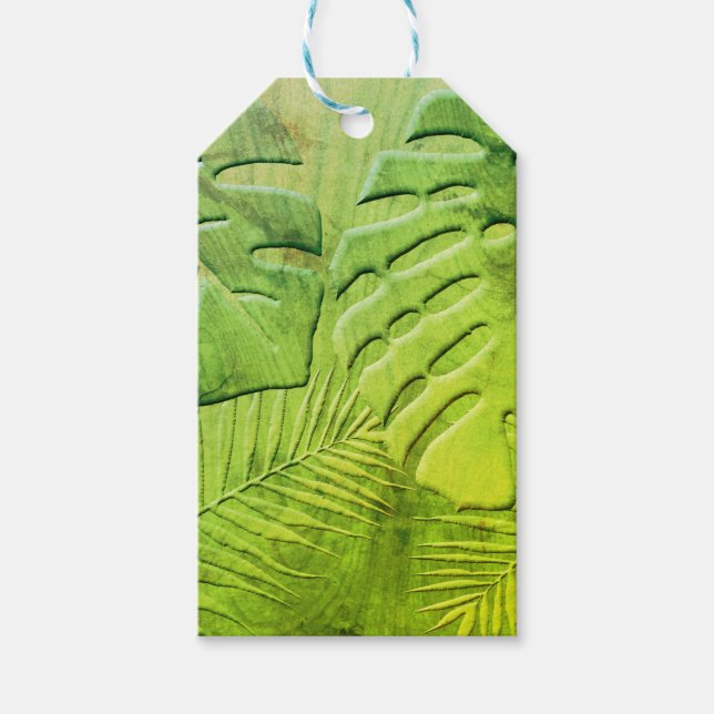 Distressed Green Wood Foliage Gift Tags (Front)