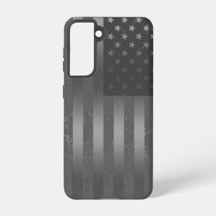 Distressed Grey American Flag Metallic Background Samsung Galaxy Case