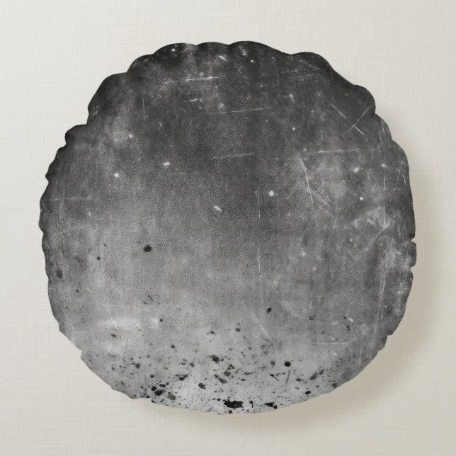 Distressed Grey & Black Texture Round Cushion (Front)