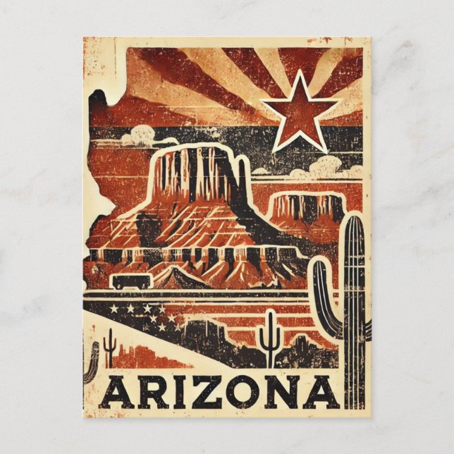 Distressed Grunge Arizona  Postcard (Front)