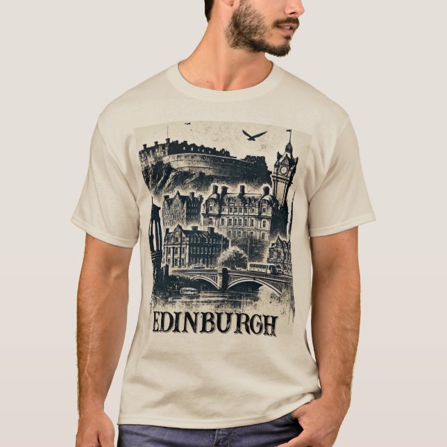 Distressed Grunge Edinburgh Scotland T-Shirt (Front)