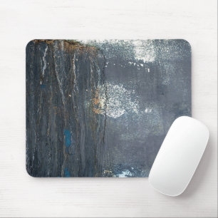 Distressed Grunge Grey and Blue Abstract Mouse Pad