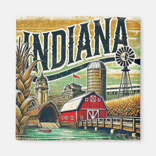Distressed Grunge Indiana Magnet