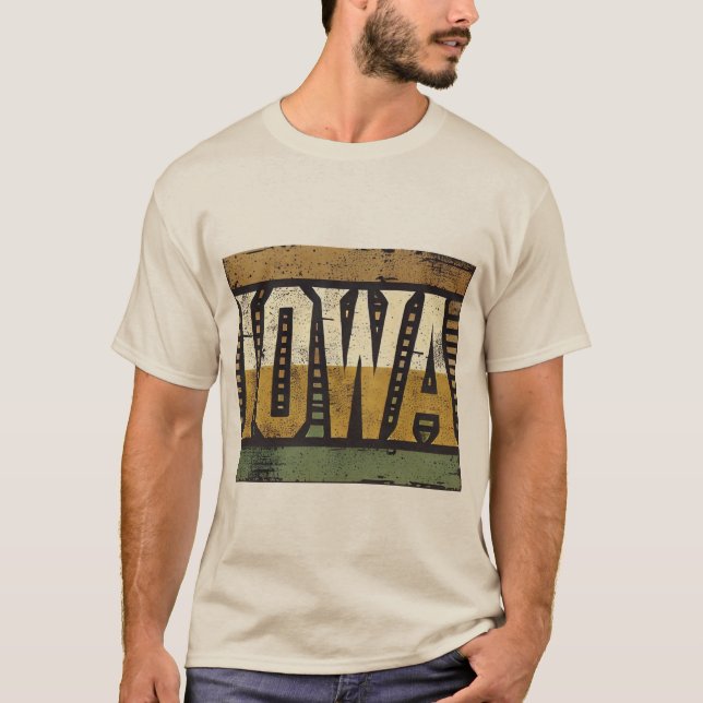 Distressed Grunge Iowa T-Shirt (Front)