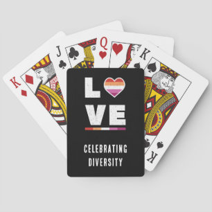 Distressed Grunge Love LGBTQ Lesbian Pride Flag Playing Cards