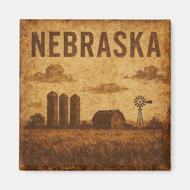 Distressed Grunge Nebraska Magnet (Front)