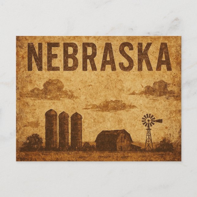 Distressed Grunge Nebraska Postcard (Front)