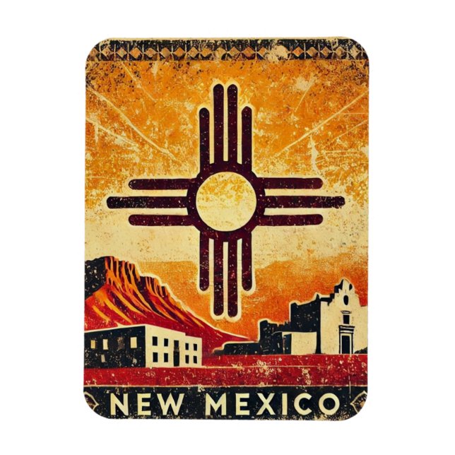 Distressed Grunge New Mexico  Magnet (Vertical)