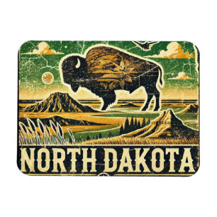 Distressed Grunge North Dakota Magnet