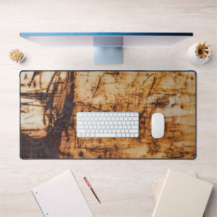 Distressed Grunge Scratched Rust Texture Brown Desk Mat