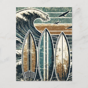 Distressed Grunge Surfing Postcard