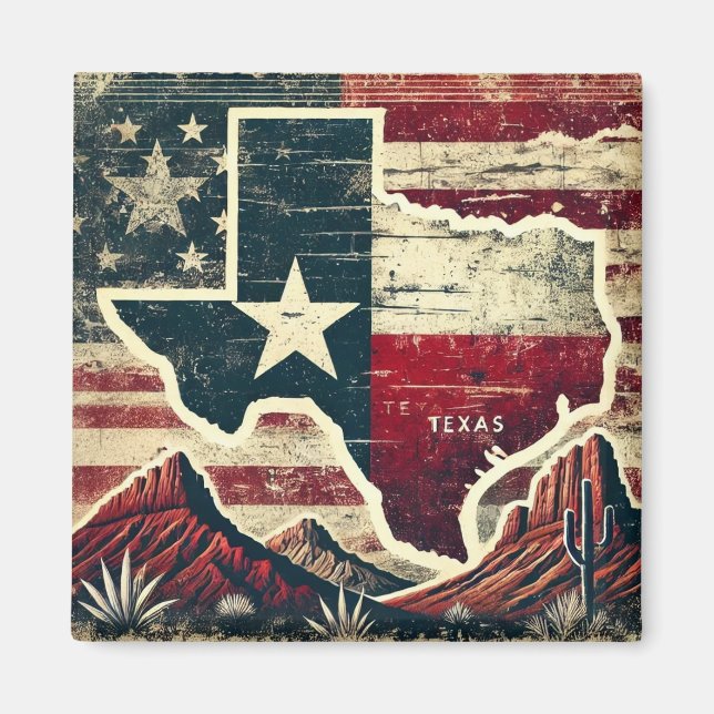 Distressed Grunge Texas Magnet (Front)