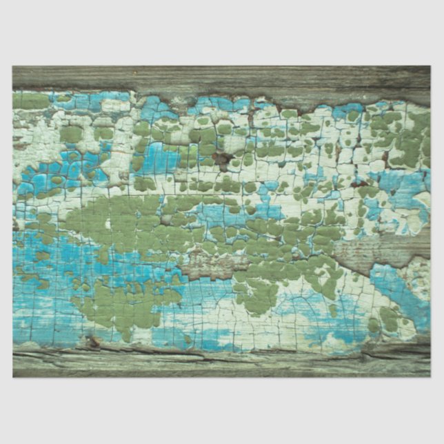 Distressed Grunge Weathered Painted Wood DIY Decor Tissue Paper (Front)