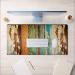 Distressed Grunge Weathered Painted Wood Unique Desk Mat<br><div class="desc">Abstract grunge paint photo texture. 
Main colours of this artsy modern design: weathered green,  blue,  grey,  brown.</div>