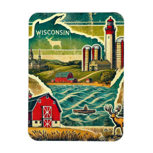 Distressed Grunge Wisconsin Magnet