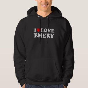 Distressed Grunge Worn Out Style I Love Emery Hoodie
