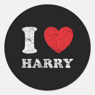 Distressed Grunge Worn Out Style I Love Harry Classic Round Sticker