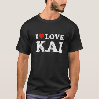 Distressed Grunge Worn Out Style I Love Kai   T-Shirt