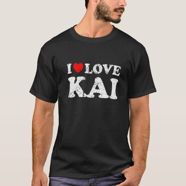 Distressed Grunge Worn Out Style I Love Kai   T-Shirt (Front)