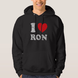 Distressed Grunge Worn Out Style I Love Ron Hoodie