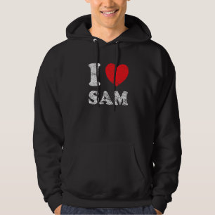 Distressed Grunge Worn Out Style I Love Sam Hoodie