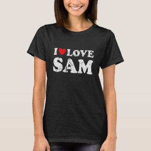 Distressed Grunge Worn Out Style I Love Sam T-Shirt