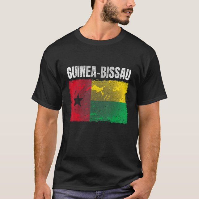 Distressed Guinea Bissau Flag Graphic For Men Wome T-Shirt (Front)
