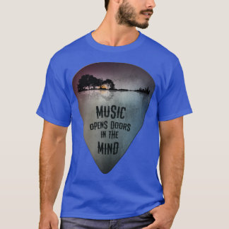 Distressed Guitar Pick Lake Reflections Music Love T-Shirt