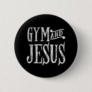 Distressed Gym and Jesus Christian Workout 6 Cm Round Badge