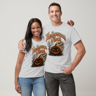 Distressed Halloween Vibes Retro Jack o Lantern Pu T-Shirt