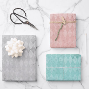 Distressed Harlequin Pattern Wrapping Paper Sheet
