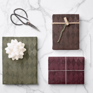 Distressed Harlequin Pattern Wrapping Paper Sheet